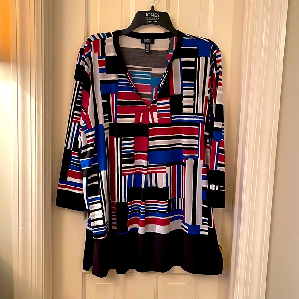 JNY multi color long blouse with 3/4 sleeves